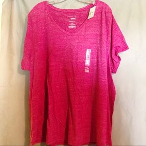 NWT Bright pink heathered v-neck t-shirt 3X
